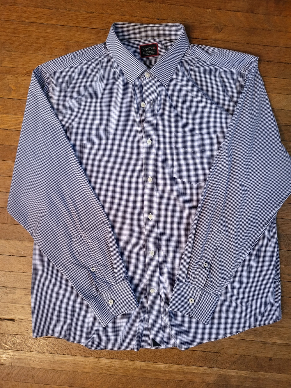 UNTUCKit Men's Blue Microcheck Dress Shirt